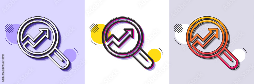 Poster chart line icon. halftone dotted pattern. gradient icon with grain shadow. report graph or sales gro