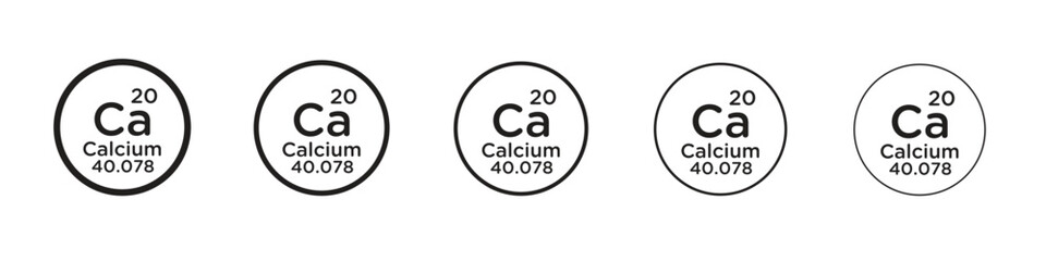 Calcium icon in trendy filled solid style in black and white colors