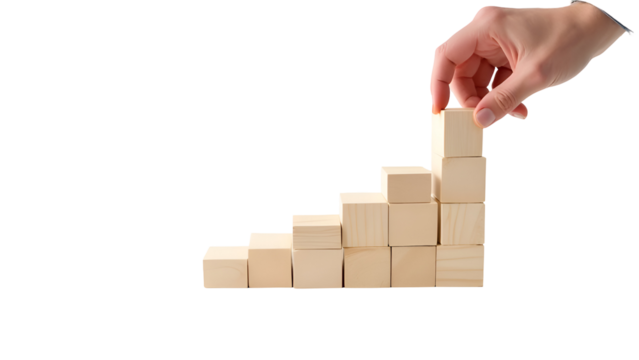 Building Success Blocks Growth Strategy and Hand Placement