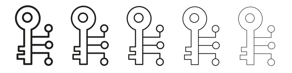 Digital key icon in trendy filled solid style in black and white colors