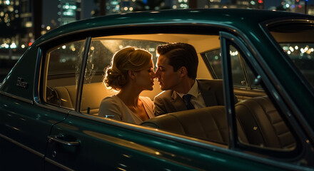 A Romantic Evening Kiss Under the City Lights Celebrating International Kissing Day with Passion and Love