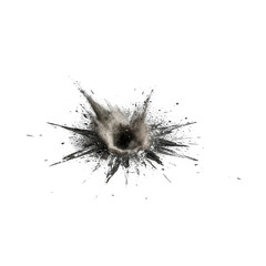 Bullet Hole PNG – Realistic Gunshot Impact Mark Isolated on Transparent Background – Ideal for Game UI, Action Scenes, FPS HUDs, Visual Effects, and Military or Combat Game Assets