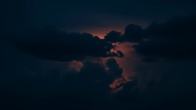 Dramatic Nighttime Storm Scene with Intense Lightning and Dark Moody Clouds
