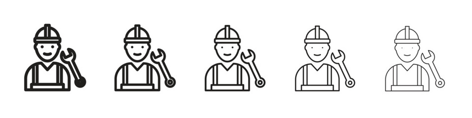 Engineer icon in trendy filled solid style in black and white colors