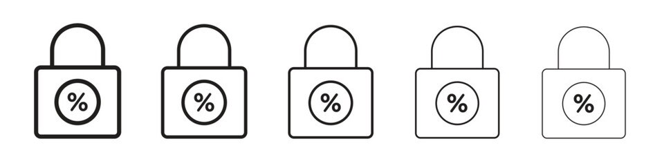 Fixed rate mortgage icon in trendy filled solid style in black and white colors