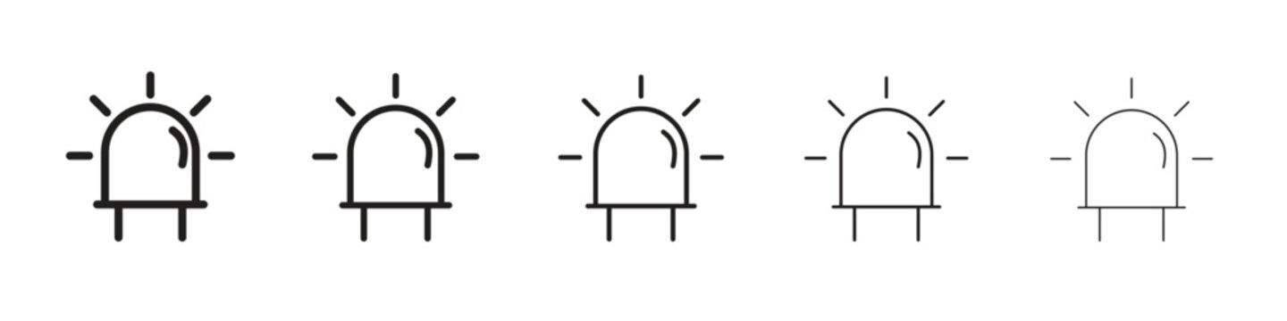 LED icon in trendy filled solid style in black and white colors