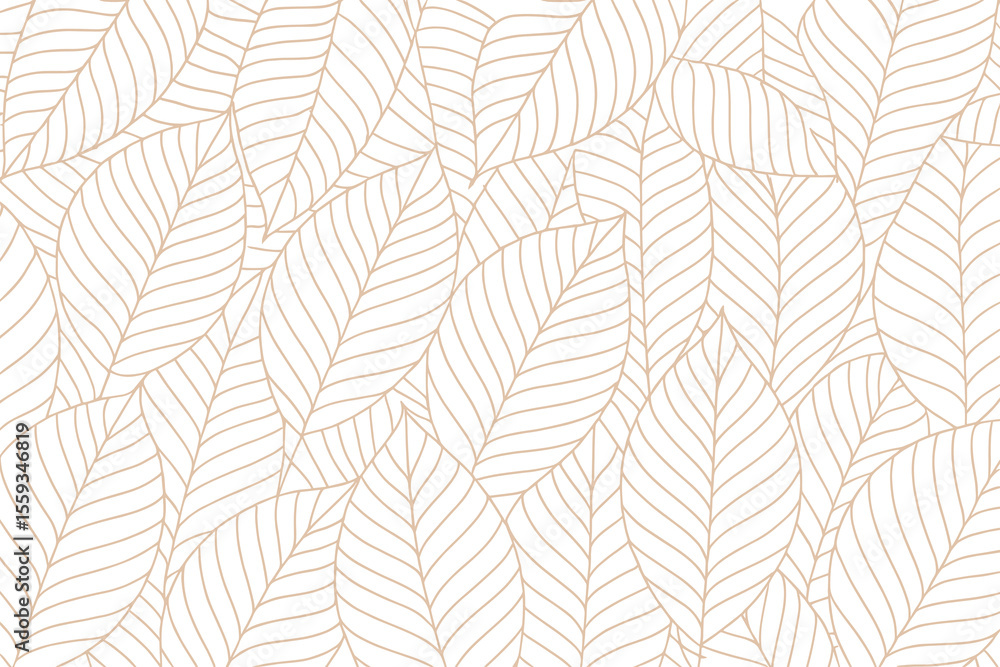 Aufkleber brown leaf pattern vector background with line art style for textile and design