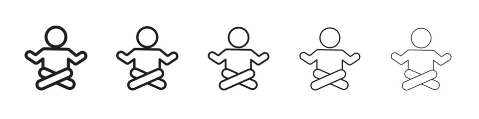 Meditating icon in trendy filled solid style in black and white colors
