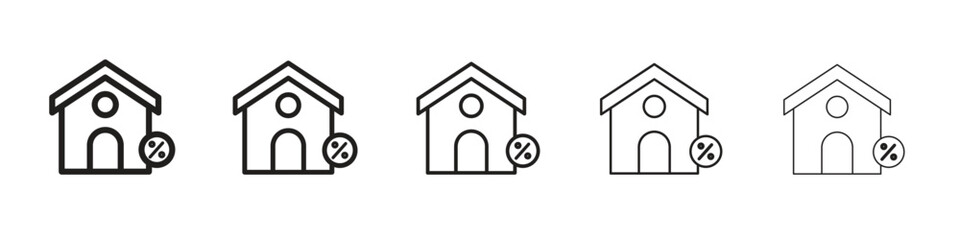 Mortgage rate icon in trendy filled solid style in black and white colors