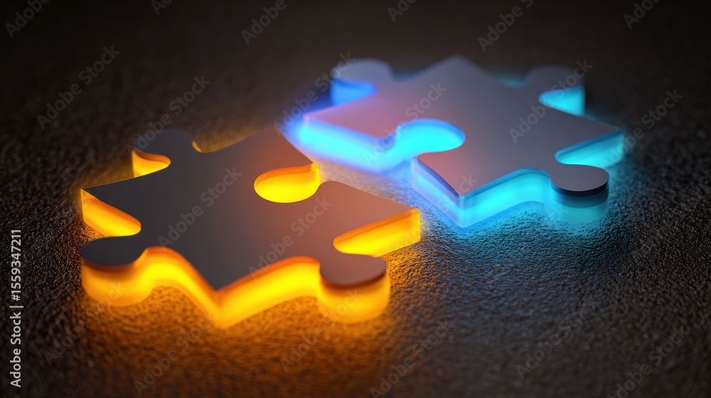 Aufkleber connecting soft puzzle pieces in glowing colors representing autism support and community unity