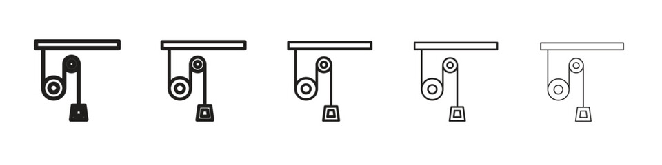 Pulley icon in trendy filled solid style in black and white colors