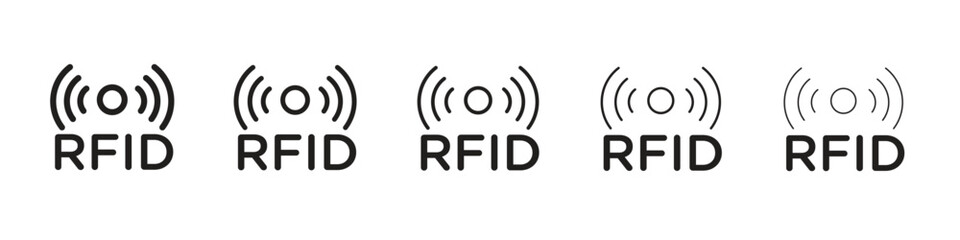 RFID icon in trendy filled solid style in black and white colors