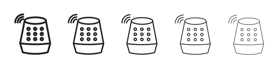 Smart speaker icon in trendy filled solid style in black and white colors