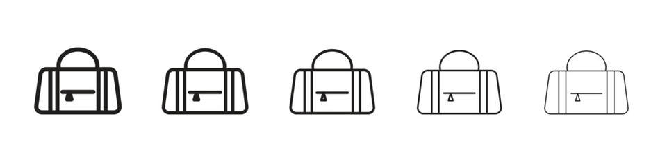 Sports bag icon in trendy filled solid style in black and white colors