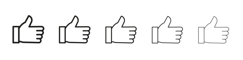 Thumb up icon in trendy filled solid style in black and white colors