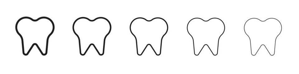 Tooth icon in trendy filled solid style in black and white colors
