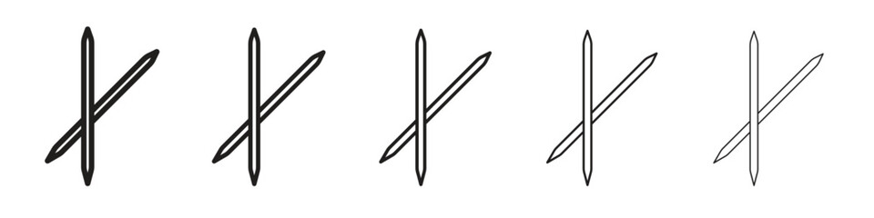 Toothpick icon in trendy filled solid style in black and white colors