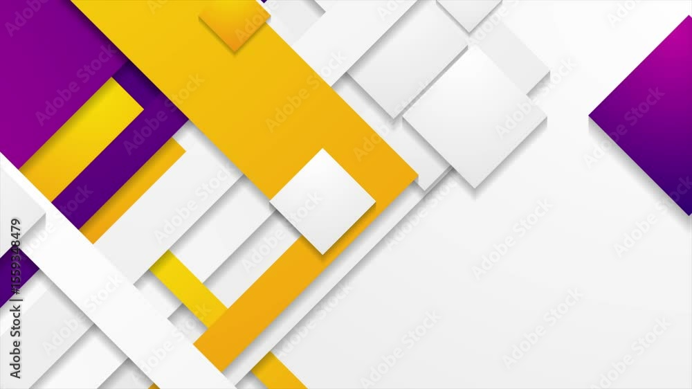 Poster violet yellow geometric stripes and squares abstract modern tech background. concept motion design. 