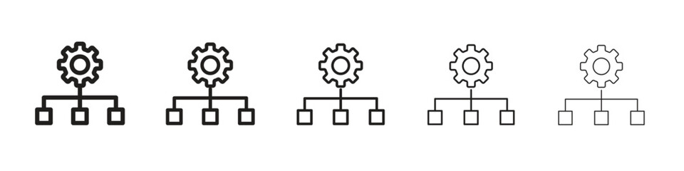 Workflow icon in trendy filled solid style in black and white colors