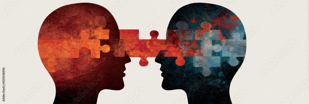 Aufkleber unlocking the mind through puzzle metaphor representing understanding and connection between two peo