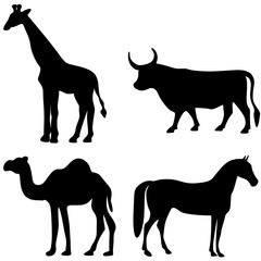 vector silhouettes of big animals