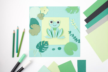 Creative pop-up frog greeting card project for preschool, arts and crafts tutorials, greeting...