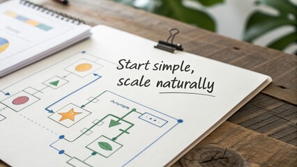 Start simple, scale naturally - Visual business flow diagram concept