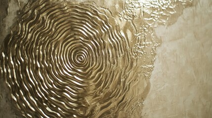 Textured Gold Wall Design with Circular Patterns and Depth
