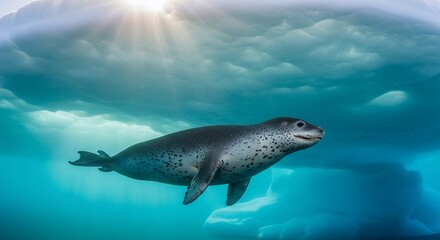 Leopard Seal Swimming Underwater Arctic Ocean Wildlife Photography