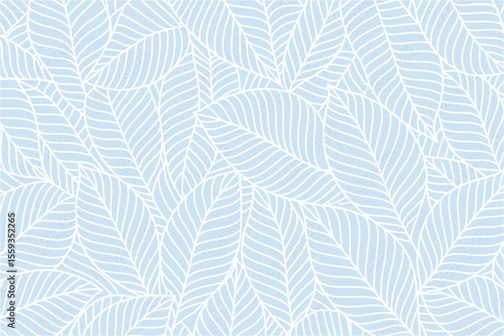 Poster light blue leaf pattern background design with delicate foliage and subtle texture