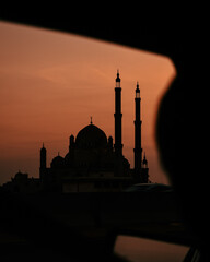 mosque at sunset