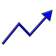 Zigzag Upward Trend Arrow Icon Black Outline Blue Line
