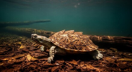 Underwater Turtle on Forest Floor
