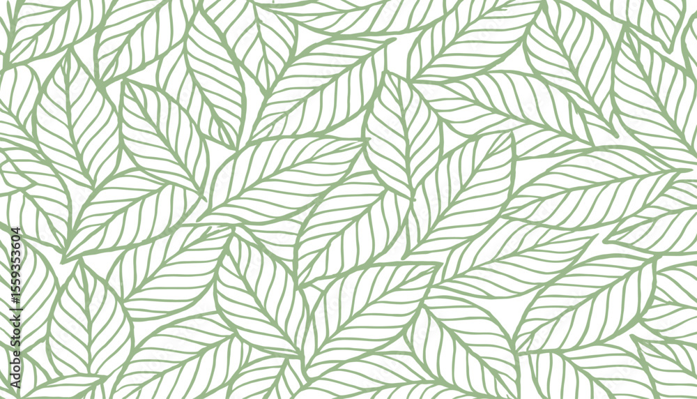 Poster seamless leaf pattern vector background with delicate foliage design for textile and decor
