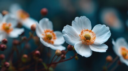 Delicate blooms in a twilight garden
