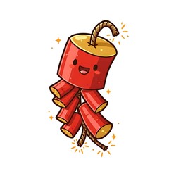 Obraz premium Cute Red Firecracker Cartoon Illustration