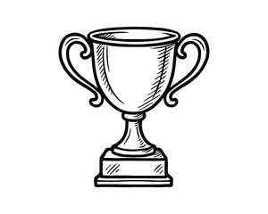 Trophy Cup Hand Drawn Vector Illustration for Achievement and Success Recognition
