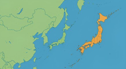 Obraz premium Japan Map Highlighted in Orange in East Asia Geography