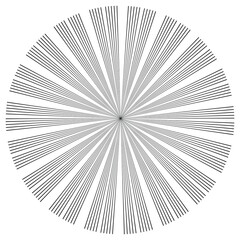 Round black element made of thin straight rays