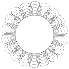 Black round frame made of thin curved lines
