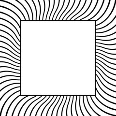 Square black and white frame with curved rays