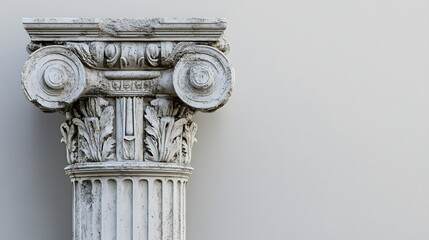 A magnificent Roman column capital, showcasing classical architectural beauty on a white background.