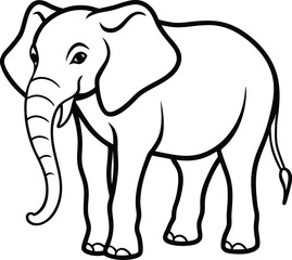 Fototapeta premium elephant cartoon illustration design line art