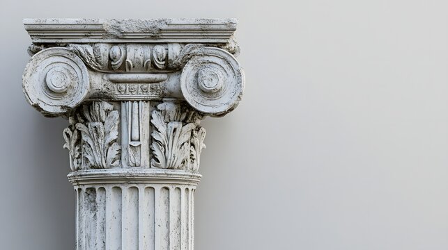 Fototapeta A magnificent Roman column capital, showcasing classical architectural beauty on a white background.