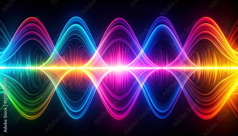 Aufkleber colorful sound waves pulse vibrantly against a dark background, creating a mesmerizing and abstract 