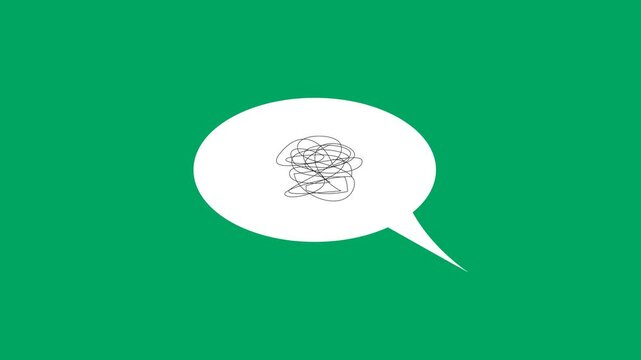 Abstract chaotic hand drawn scribble line inside comic bubble text with in out animation on green screen. 4K animated for motion graphics, explainer, infographics, brainstorm, and comic effects.