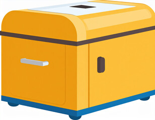 Bright yellow storage box with lid and handle, designed for organizing items. This container is perfect for keeping belongings tidy and accessible, adding pop of color to any space