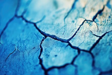 Obraz premium A close-up of dried and cracked blue earth, showcasing the effects of drought and climate change.