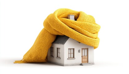 Small house wrapped in yellow scarf