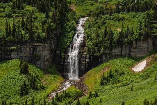 Reynolds Creek Waterfall on Going-to-the-Sun Road, Glacier National Park, Montana
